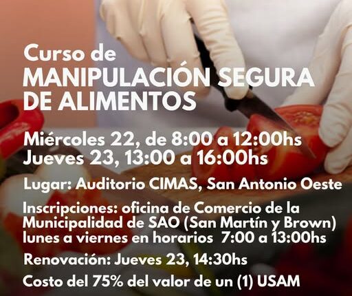 Convocan a capacitación en manipulación segura de alimentos